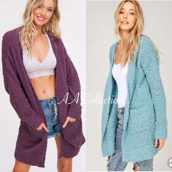 Sweaters - knit open front cardigan soft long sleeves